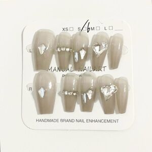 Handmade Press On Nails Rhinestones Small